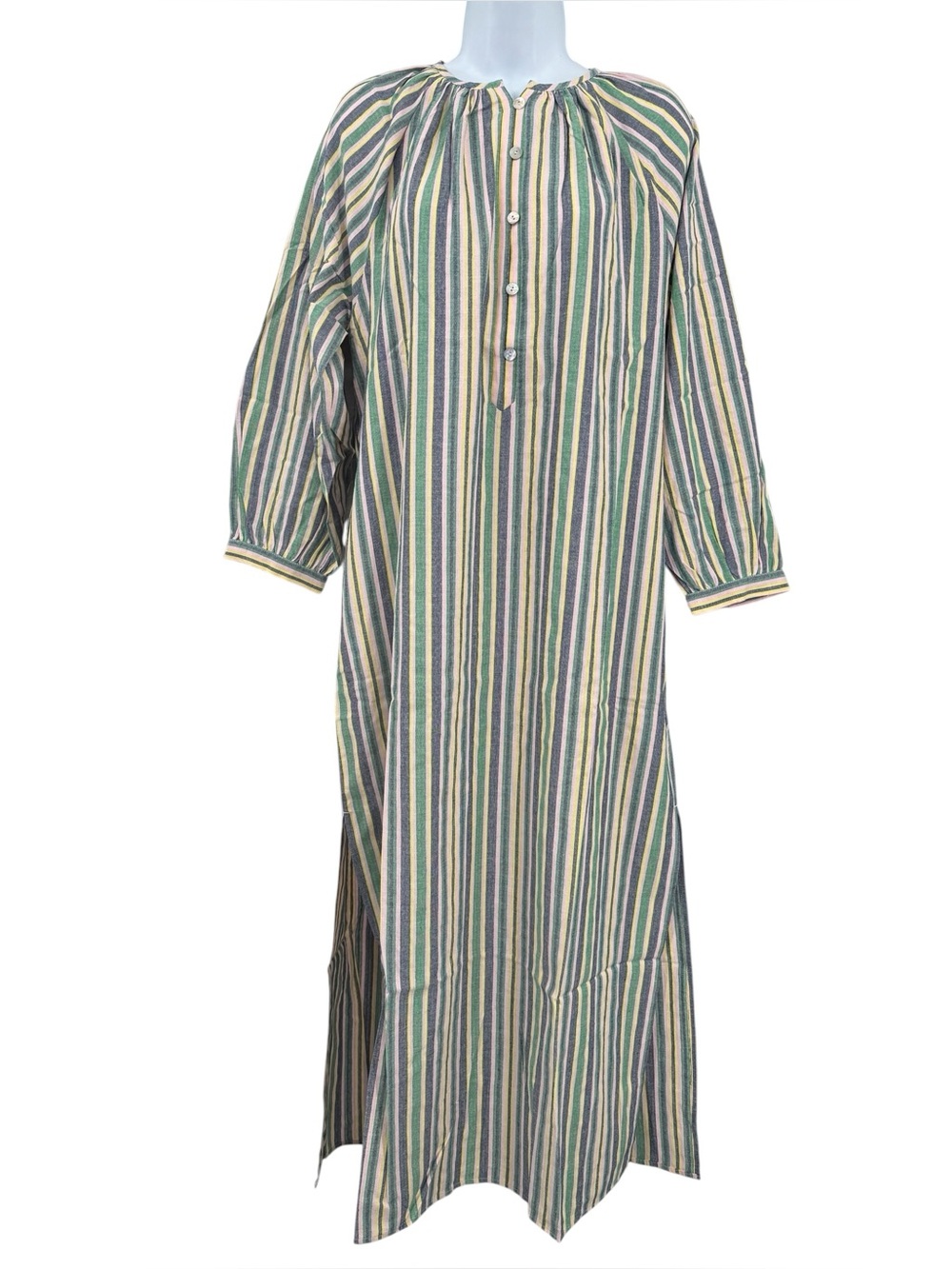 Tuckernuck Pomander Place Multi Striped 100% Cotton Caftan Dress Size M